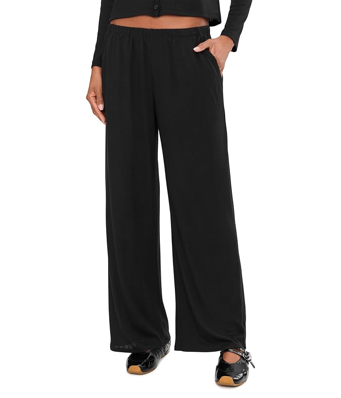 Women's Barefoot Dreams Pointelle Rib Pants with Scallop Trim