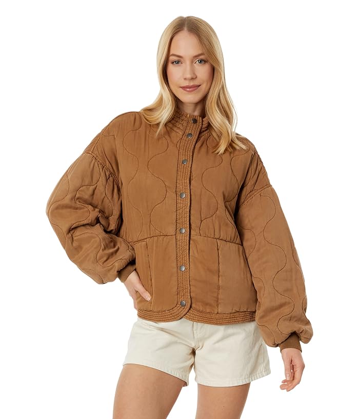 Women's Blank NYC Drop Shoulder Quilted Jacket in Chai Tea