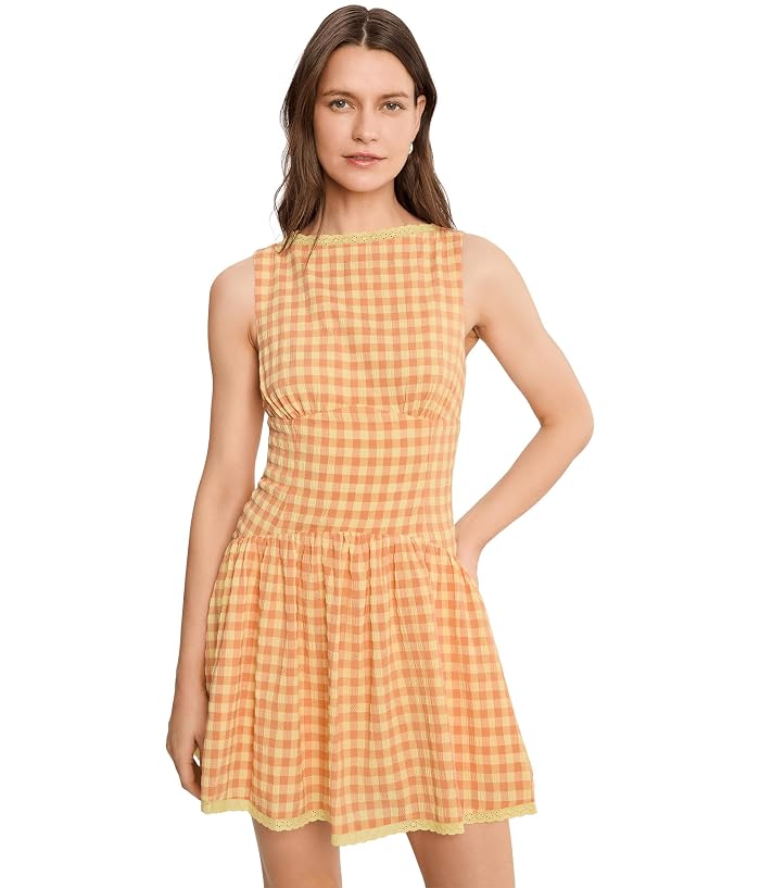 Women's Avec Les Filles Smocked Gingham Cotton Mini Dress
